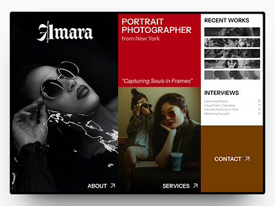 Amara - Portrait Photographer Portfolio Website branding design graphic design landing page photographer portfolio portrait ui web design website
