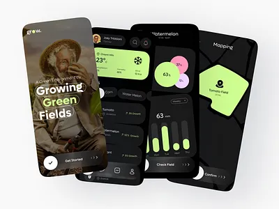 Agriculture (Dark Mode) app dark dark mode design farm farmer fruit mobile onboarding trend ui ui design ux