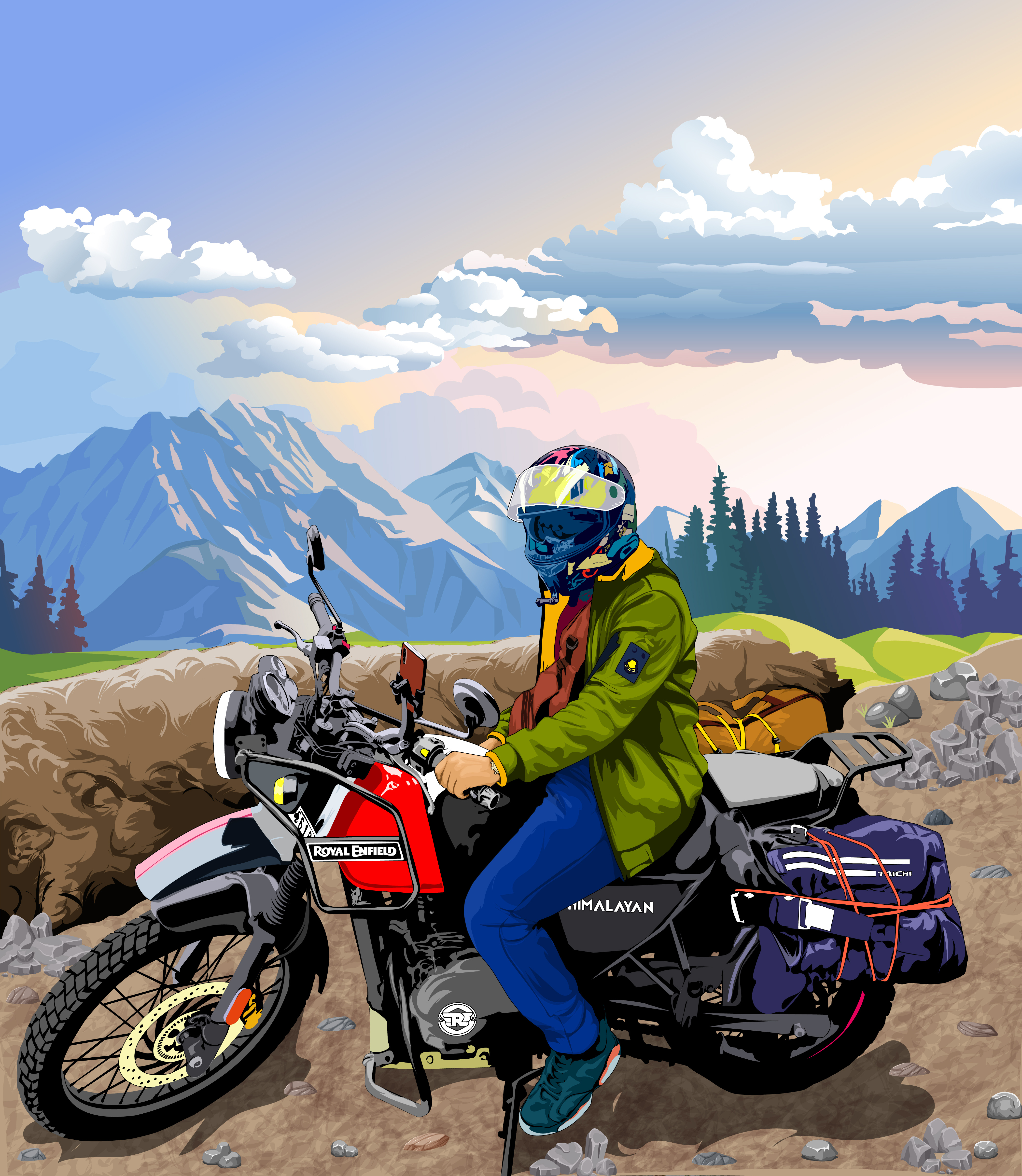 Vector illustration: Mountain Biking Odyssey bike bikeing art cartoon cyclingadventure digital art digital illustration digital portrait graphic design illustration line art mountainlandscape natureart portrait illustration portrait painting sumitvectorart vector vector graphic vector illustration vector portrait vectorart