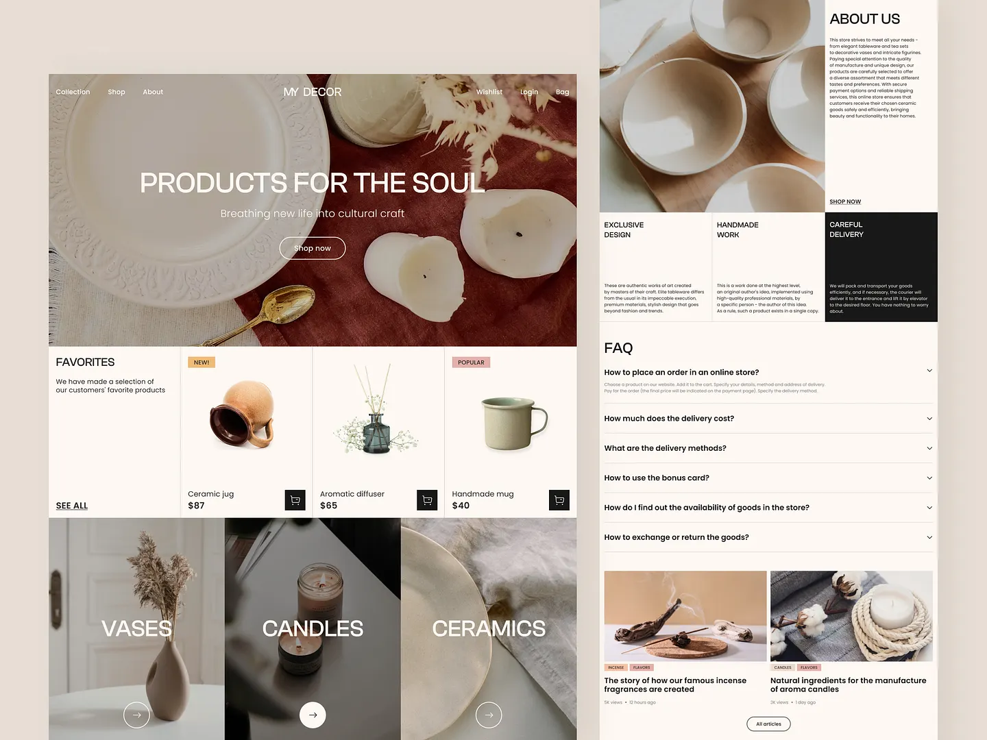 Elegant E-Commerce Website Design Concept for Home Decor