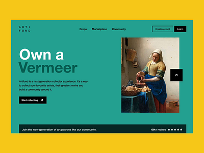 Artifund - Homepage art auction collectibles homepage nft studio ui ux
