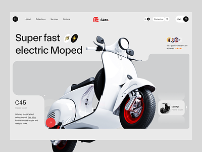 Moped Product Landing Page creative ecommerce electric electric moped landing landing page minimalistic moped product product landing scooter sell shopify ui design ux ui web web design website