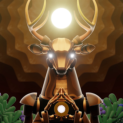 illuminating 3d blender 3d character deer illustration nft robot