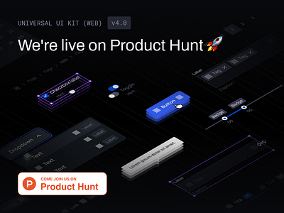 It's a launch day 🚀 button components design system figma kit landing launch ph product hunt producthunt prototype prototyping templates ui ui kit ux variables website