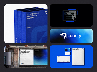 Lucrify Financial Solutions. bento grids branding finance fintech graphic design grids logo mark minimal saas stylescape visual identity