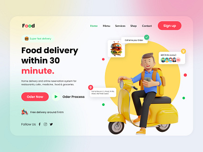 Food Delivery Website. 3d branding graphic design ui