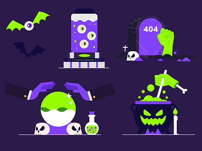 Halloween 2023 adobe aftereffects animation design flat graphic design halloween icon illustration minimal spooky