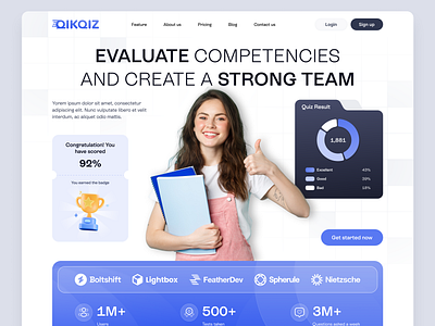 QikQiz Website academy banner design education exam figma hero interface landing page quiz test ui ui design ui ux web design website website design