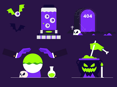 Halloween Characters in action adobe aftereffects animation branding design flat graphic design halloween horror icon illustration logo minimal motion graphics spooky ui