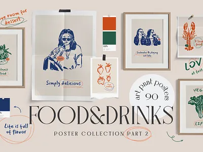 Food Prints Posters abstract branding cocktail dessert drink food graphic design logotype modern modern gallery party pastry poster print vegetable wall art