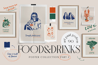 Food Prints Posters abstract branding cocktail dessert drink food graphic design logotype modern modern gallery party pastry poster print vegetable wall art