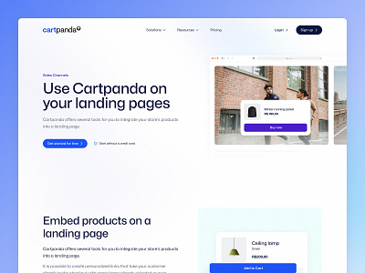 Cartpanda - Sales Channels ecommerce framer landing page light website no code startup ui ui design web design website ycombinator
