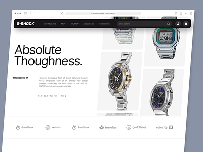 G-SHOCK - Watch Brand Hero Section Concept clean design e commerce ecommerce g shock hero section landing page landing ui layout marketplace nija works online store product design product website shopping website store website ui ui design uiux watch design watch website