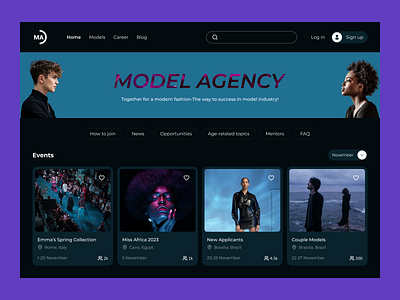 Model Agency applicants competition fashion fashion show home page landing page model agency model industry models product desig ui ui ux ux