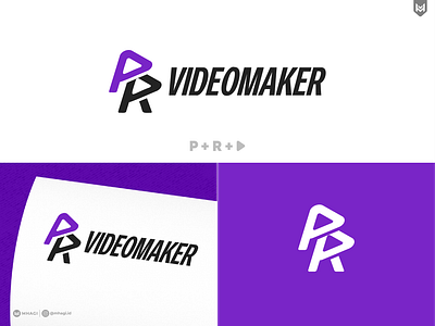 PR Videomaker Logo - Content Creator for Twitch creative custom logo esports gaming initial logo lettermark maker modern order pr logo purple streamer unique video videomaker