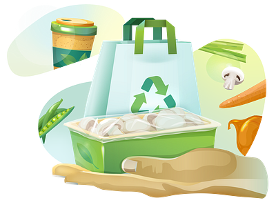 Food Protection & Extension of Shelf-life biomaterials development ecology food packaging food protection green materials hand illustration materials mushrooms package packaging preservation recycle recycling science sustainability vector