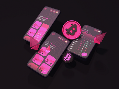 3D Crypto Trading UI Concept 3d bitcoin blockchain chart crypto design fintech graphic design holo holographic illustration pink render ui wallet