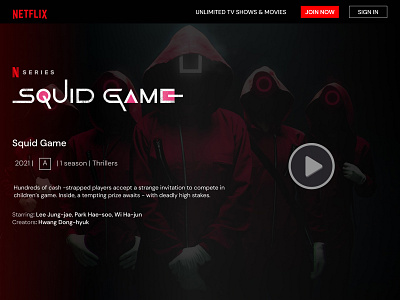 Netflix Landing Page - SQUID GAME design desktopapp figma landing page netflix squitgame ui uiux website