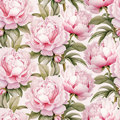 Watercolor Peony Seamless Pattern background botanical illustration floral design floral pattern flowers illustration nature pattern pink purple romantic seamless watercolor
