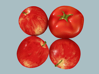 The odd one out apple artwork brushes concept digital drawing fruit grain graphic illustration minimal photoshop realistic red spot texture tomato