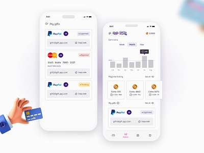 Gifts app: Statics & gift cards 3d cards coins gifts paypal statics survey ui