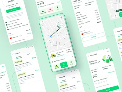 Ride sharing App 🛵 billing checkout grin map payment rates ride share ui