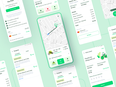 Ride sharing App 🛵 billing checkout grin map payment rates ride share ui