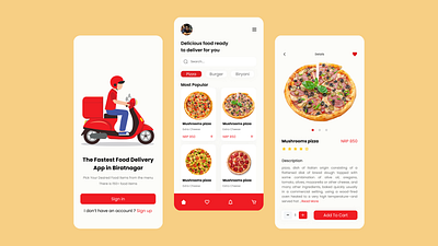 Food Delivery Mobile App Ui Design graphic design mobile app ui secreen design ui uiux