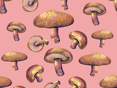 Shiitake art brown color design digital art girlsart illustration mushroom pink procreate shiitake vegetables