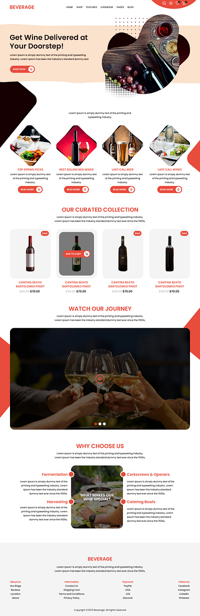 Beverage eCommerce Site Landing Page UI beverage ecommerce store design ecommerce store design ecommerce ui online beverage store online wine shop ui ui design