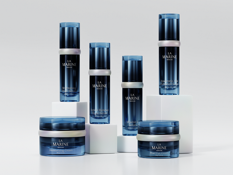La Marine — Packaging 3d beauty branding cosmetic graphic design logo minimalistic modern skincare