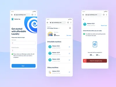 Laundry App 👕 bhueui blue laundry machine minimal ui