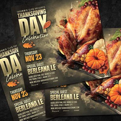 Thanksgiving Day Flyer turkey party
