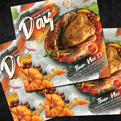 Thanksgiving Day Flyer Template turkey party