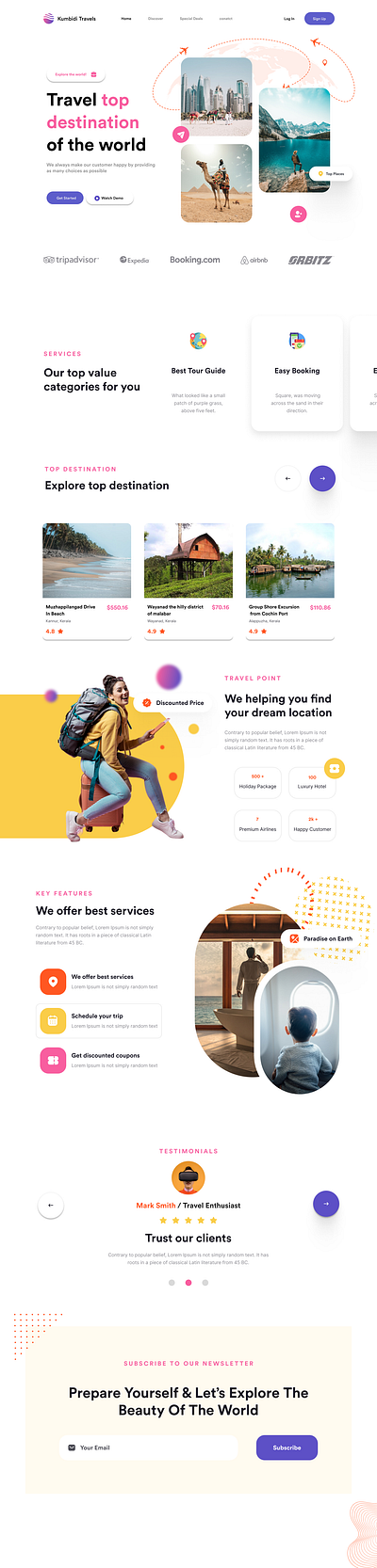 Travel Website Landing Page graphic design ui