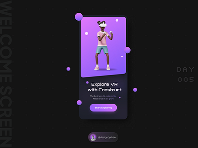 Welcome Screen app design daily ui design extended reality figma illustration interface design product design ui ui design virtual reality welcome screen