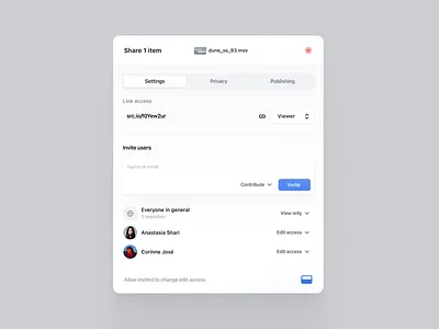 Share Modal dialog invite modal share