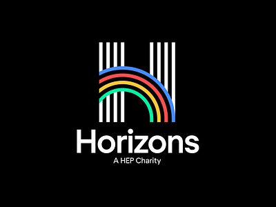 Horizons concept logo black brand identity branding colorful diversity h monogram horizons logo logo design monogram nephew rainbow