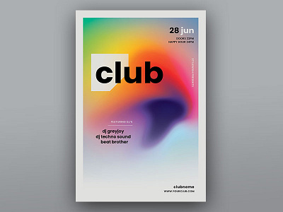 Club Flyer abstract art artwork club colorful colors creative design download fluent fluid flyer gradient gradients graphic design graphicriver poster psd template