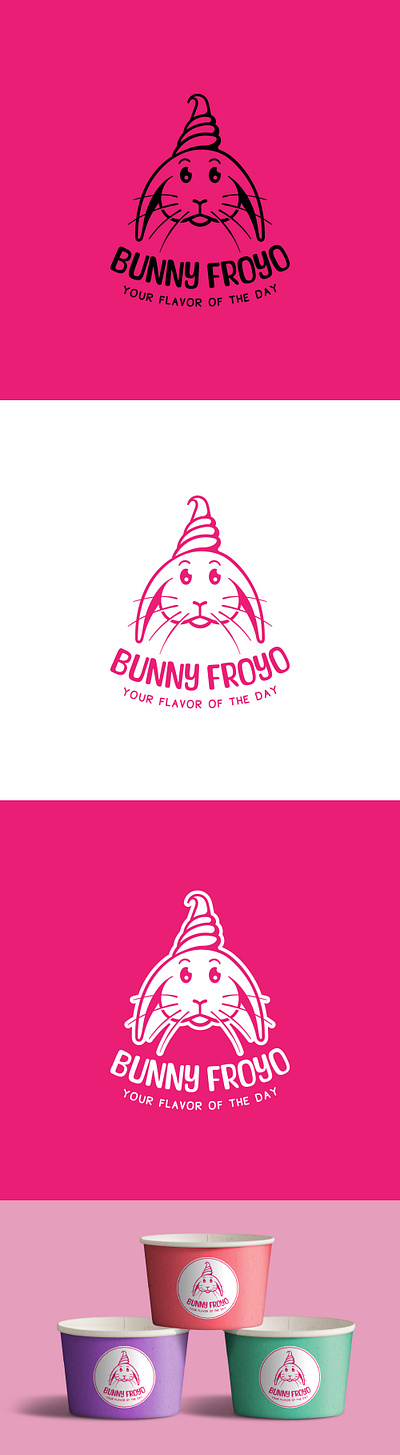 Bunny Froyo animal animal logo brand design branding bunny cartoon cartoon logo creativity design fun graphic design icecream logo logos pink playful playful logo rabbit vector vector art