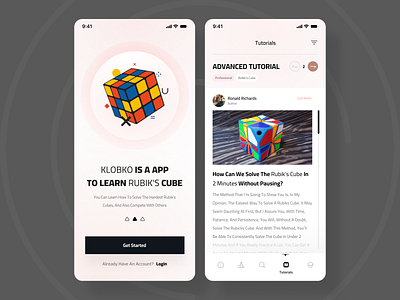 UI design concept (Rubik's Cube tutorial) app clean daily ui design designer education interface minimal mobile mobile ui online course typography ui ux