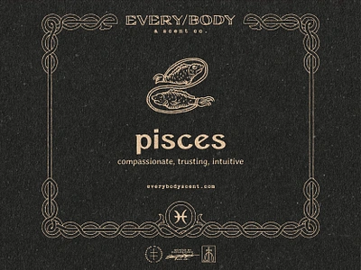 ESC Zodiac Collection - Pisces alchemy brand design brand identity branding branding design candle collection illustration label label design medieval packaging packaging design pisces product sticker vector visual identity zodiac