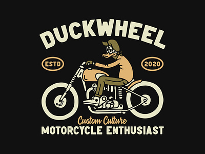 Duckwheel available design badgedesign custom designforsale duck illustration motorcyle tshirtdesign vintage badge vintage design vintage motorcycle