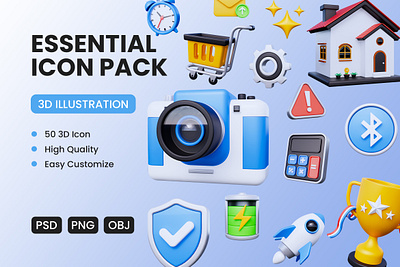 Essential 3D Icon 3d 3d icon 3d icon pack essential icon free download icon pack ui ui icon pack ux