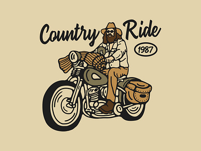 Country Ride apparel design apparel supply designavailable designforsale illustration motorcycle supply motorcyle tshirt design vintage vintage design vintage motorcycle