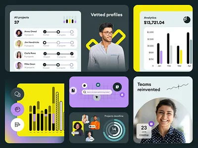 SaaS bento grid design analytics bento bento design bento grids branding charts corporate data design enterprise graphics grid design modern saas social media software ui uxui visual data visual identity