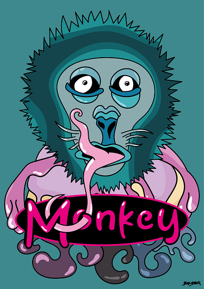 Monkey design graphic design illustration typography vector