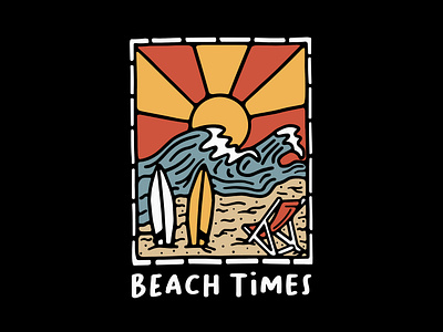 Beach Times apparel design badgedesign beach design design for sale illustration summer summer vibes surf surf design surf supply surfing tshirt design vintage badge vintage design