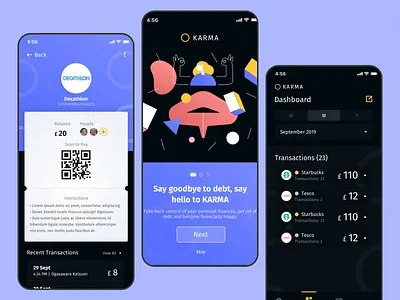 Karma App UI app design fintech ui