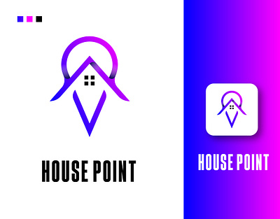 HOUSE POINT MODERN & COLORFUL REAL ESTATE LOGO house shape
